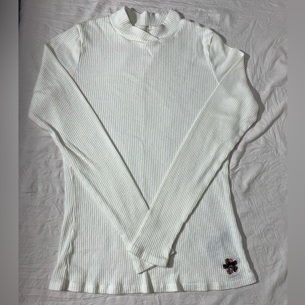 Ted Baker Cream Ribbed Long Sleeve Top - Size‎ 1